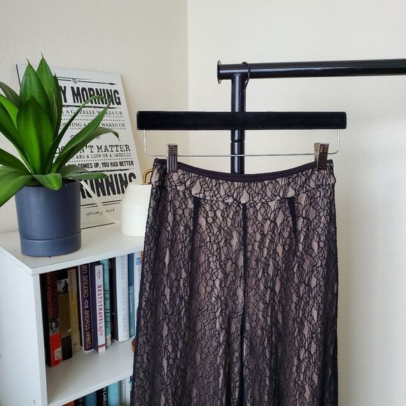 Nasty Gal High Waist Wide Leg Lace Contrast Pants - Picture 3 of 4